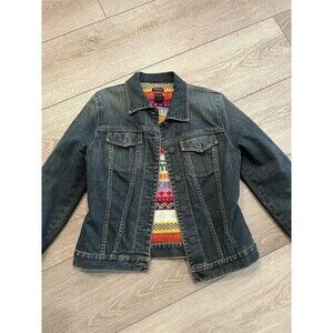 GAP Blue Jean Jacket with Multicolor Knit